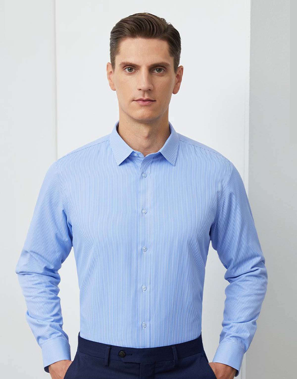 200-count cotton non-iron striped shirt-ms-101